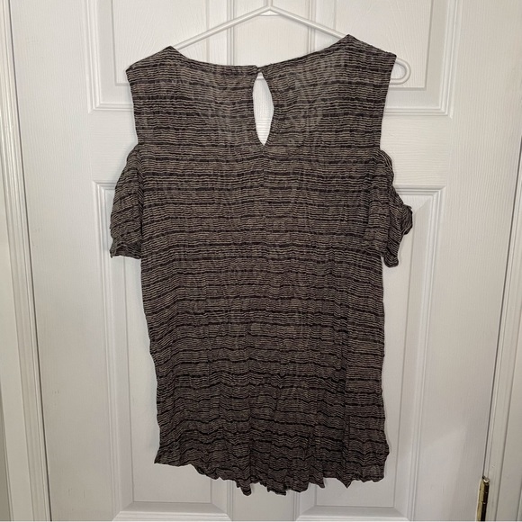 Lucky Brand Brown Cold Shoulder striped top X-LARGE - Picture 4 of 6
